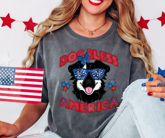Dog Bless America (Border Collie) - DTF