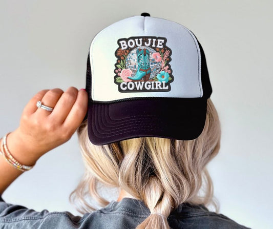 Boujie Cowgirl (faux embroidered hat patch)  - DTF