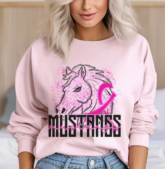 Mustangs Mascot (breast cancer) - DTF