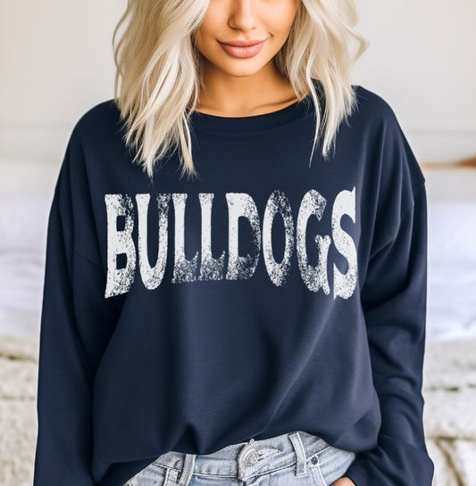 Bulldogs (white - single color grunge) - DTF