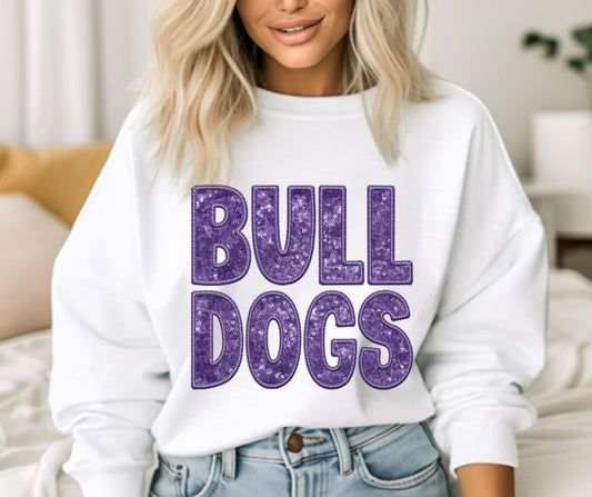 Bulldogs (Purple - Sequins/Embroidery look) - DTF