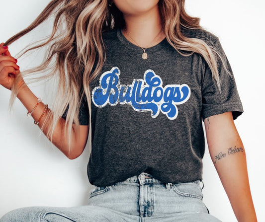 Bulldogs (retro shadow royal blue/white) - DTF
