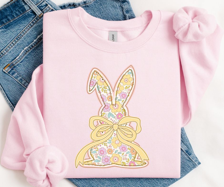 Bunny Pastel Floral with Bow - DTF
