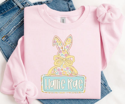 Bunny Pastel Floral with Bow - DTF