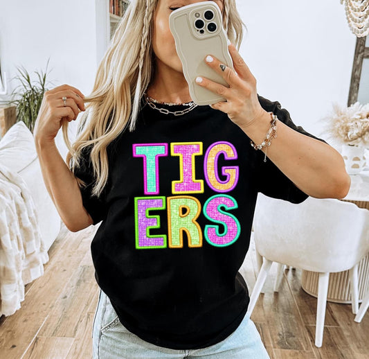 Tigers (faux neon embroidered diamond) - DTF
