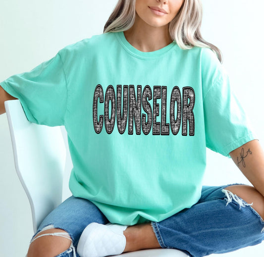 Counselor (faux diamond bling embroidered look) - DTF