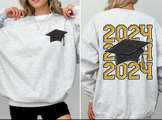 Senior/Graduation Class of 2024 - Vegas/Old Gold (2-in-1 (front pocket/back design) - DTF