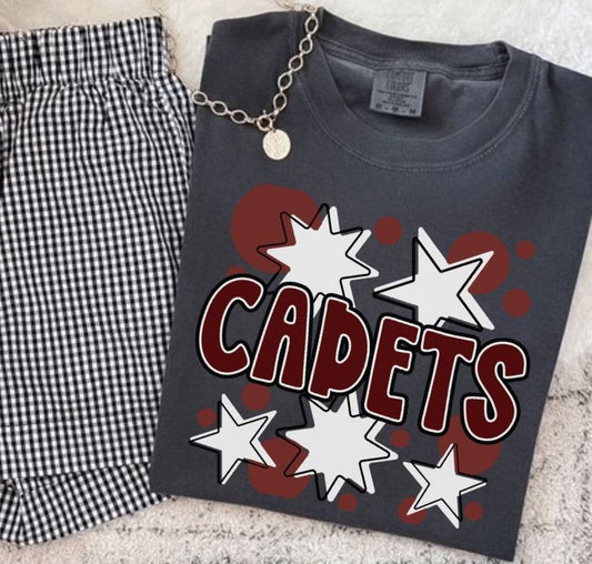 Cadets - Maroon/White (Bubbles & Stars Mascot) - DTF