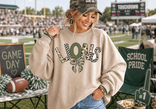 Lions (Camo Check Mascot) - DTF