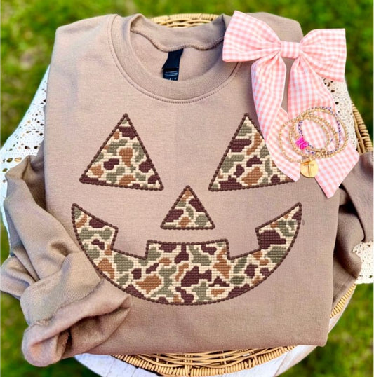 Camo Stitch Pumpkin Face - DTF