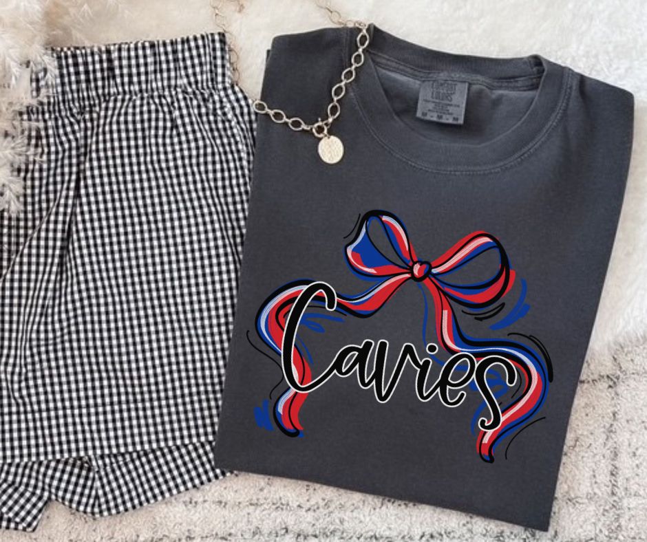 Cavies - Red/Royal Blue (Ribbon Sports Bow School Spirit) - DTF