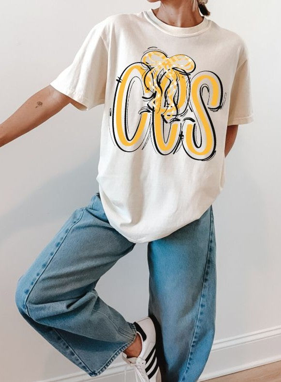 CES - Yellow Gold/Plaid Bow (Spaced Out School Spirit) - DTF
