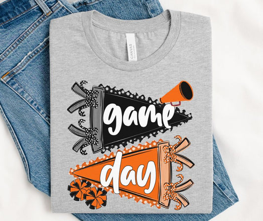 Game Day Sports Pennant  - Cheer (Prepster Black/Orange) - DTF