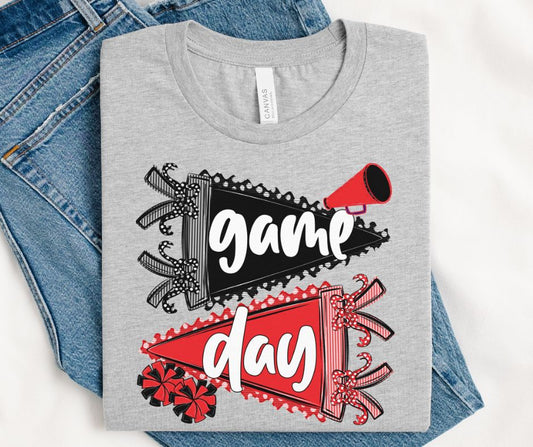 Game Day Sports Pennant  - Cheer (Prepster Black/Red) - DTF