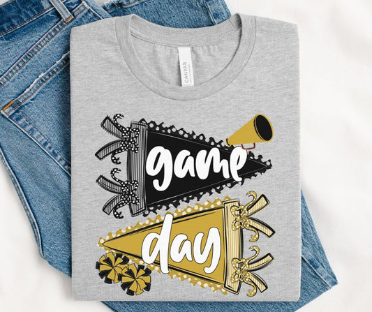 Game Day Sports Pennant  - Cheer (Prepster Black/Vegas Gold) - DTF