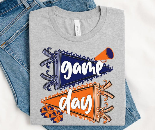 Game Day Sports Pennant  - Cheer (Prepster Navy/Orange) - DTF