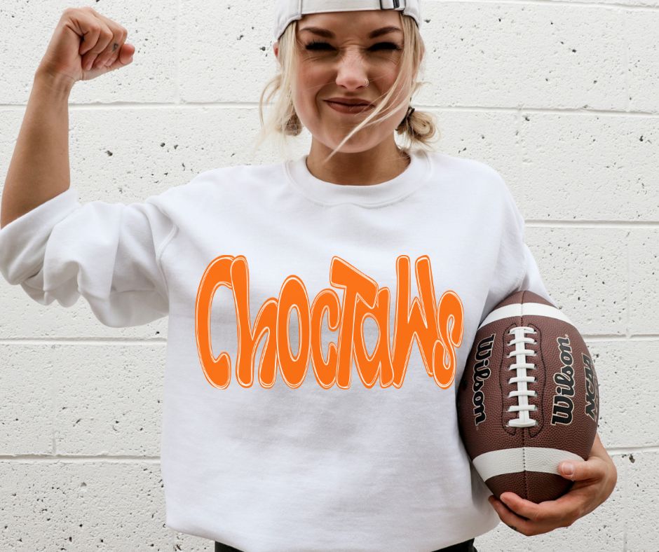 Choctaws - Orange (Funky Doodle Colored Mascot) - DTF