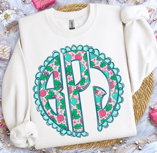 CUSTOM Christmas Monogram - DTF transfer - NO MOCK UP provided