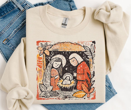 Christmas Nativity Scene (Trendy Vintage) - DTF