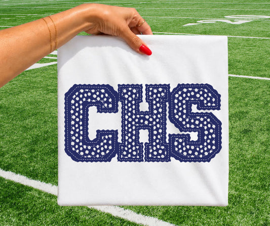 CHS - Navy Dot (Letterman Stitch School Letters) - DTF