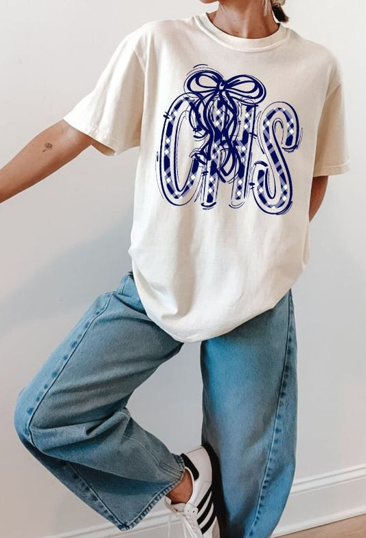 CHS - Navy Plaid w/Bow (Spaced Out School Spirit) - DTF