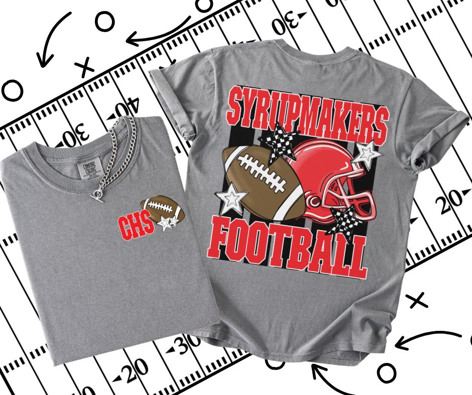 Syrupmakers - CHS - Red/Black (Football Stripes Mascot 2-in-1 front/back design) - DTF