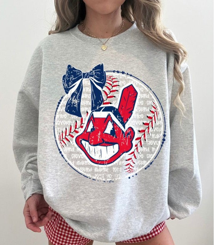 Indians (Baseball Bow Typography) - DTF