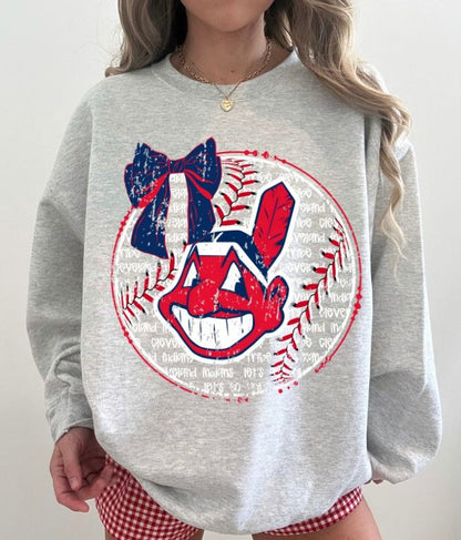 Indians (Baseball Bow Typography) - DTF