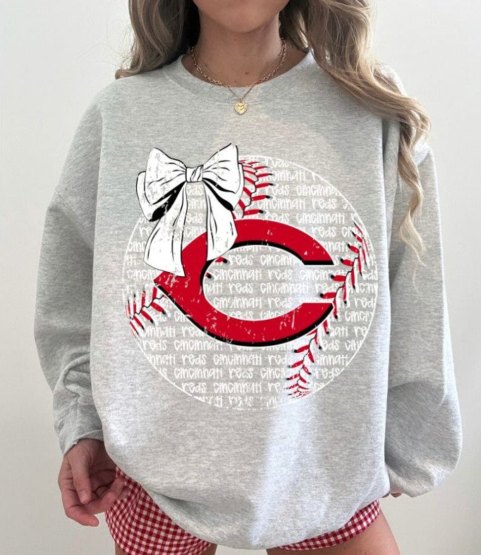 Reds (Baseball Bow Typography) - DTF
