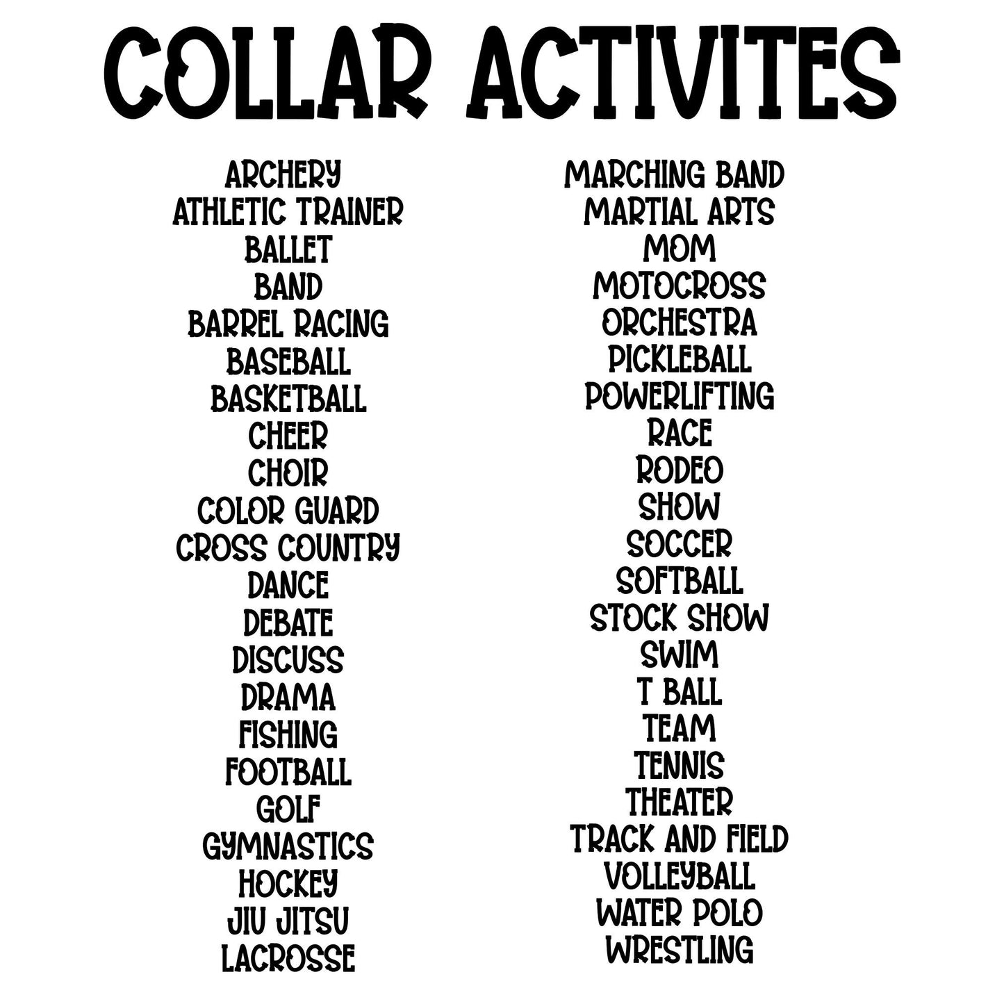 Neckline/Collar Activities - DTF