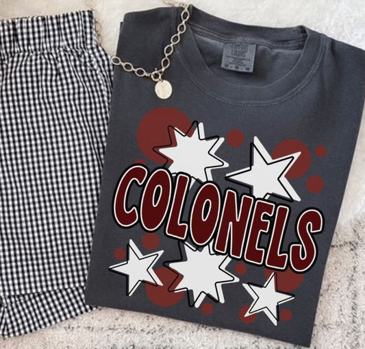 Colonels - Maroon/White (Bubbles & Stars Mascot) - DTF