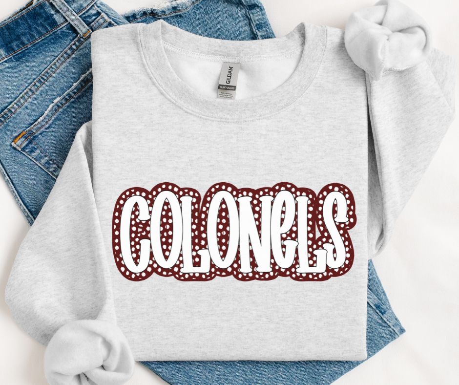 Colonels - White/Maroon (Polka Dot Stack Mascots) - DTF