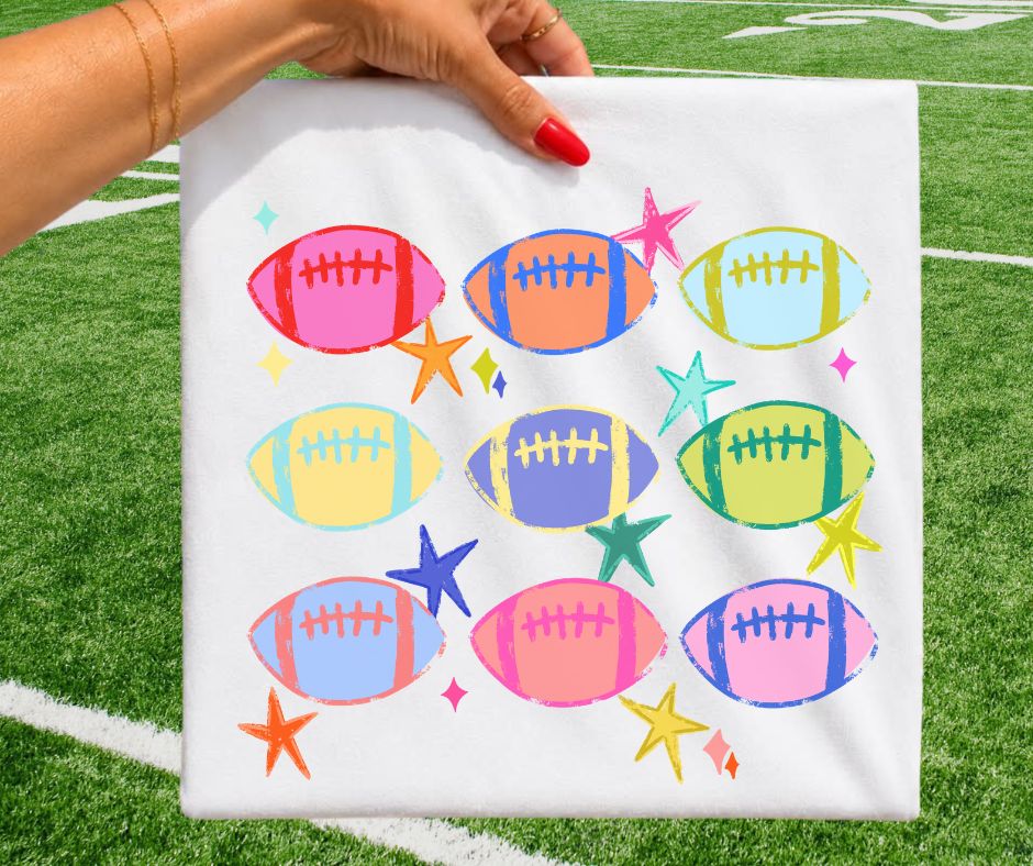 Colorful Football Doodle - DTF