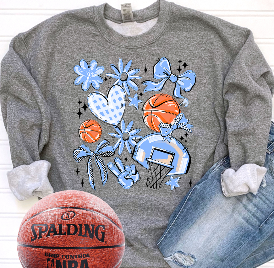 Play Ball Collage - Columbia Blue (Basketball) - DTF