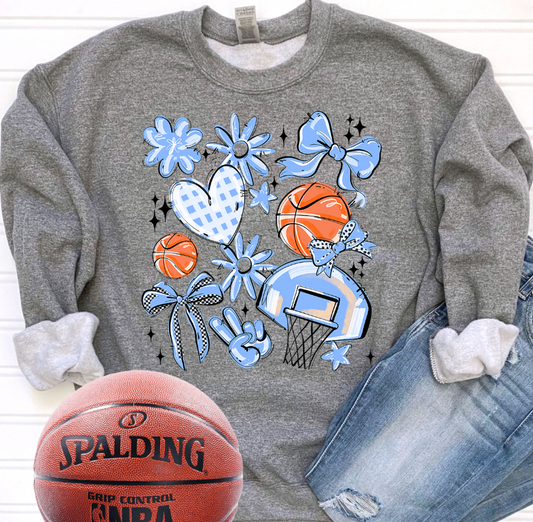 Play Ball Collage - Columbia Blue (Basketball) - DTF