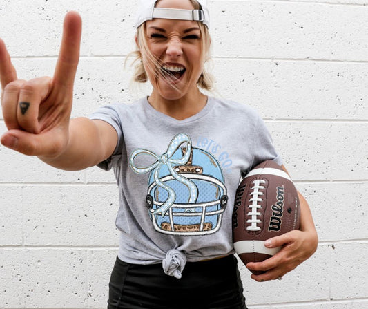 Lets Go Football Helmet (Columbia Blue) - DTF