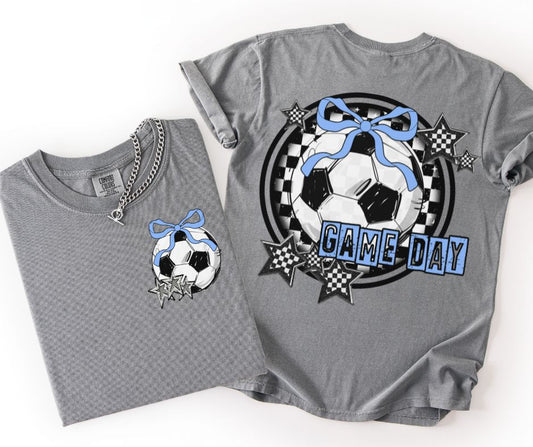 Game Day Soccer Coquette (Columbia Blue 2-in-1 front/back design)- DTF
