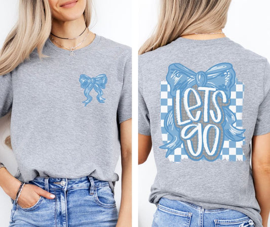 Let's Go Bow - Columbia Blue/Gray (2-in-1 (front pocket/back design) - DTF