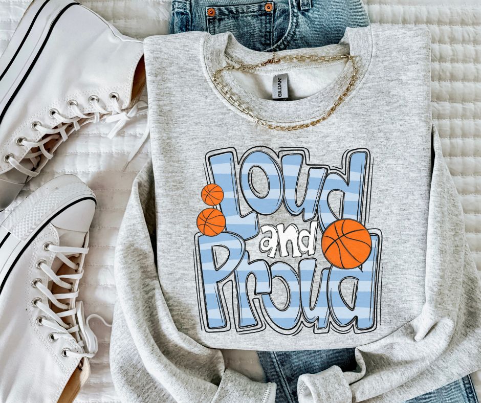 Loud and Proud Basketball (columbia blue) - DTF