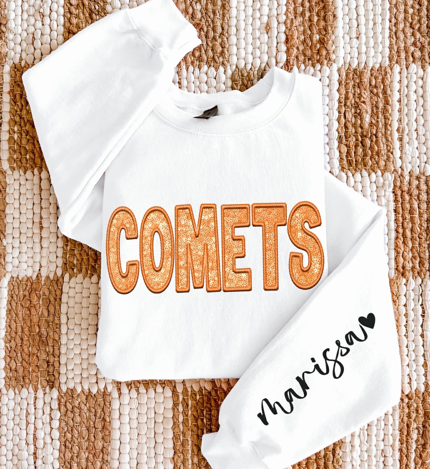 Comets - Marissa/Orange/Black (Sequins/Embroidery look) - DTF