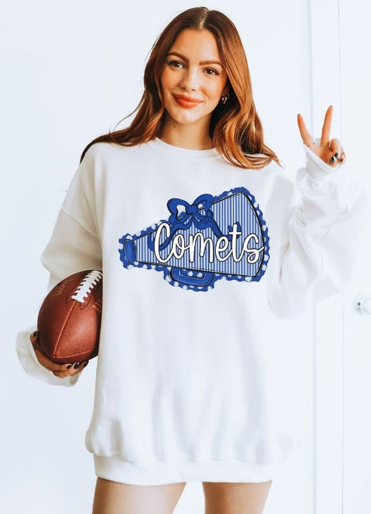 Comets - Royal Blue (Prepster Megaphone Bow Mascot) - DTF