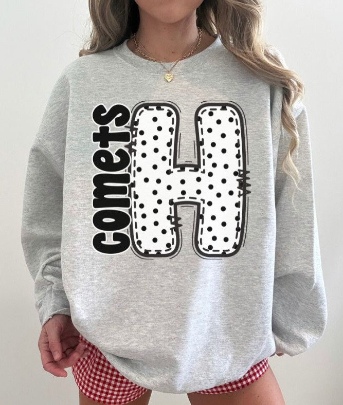 Comets - Letter H (Polka Dotted Letter Mascots) - DTF