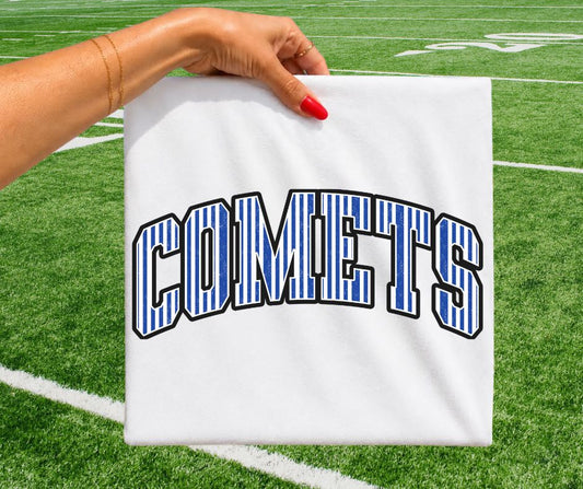 Comets - Royal Blue (Varsity Stripes Mascot) - DTF