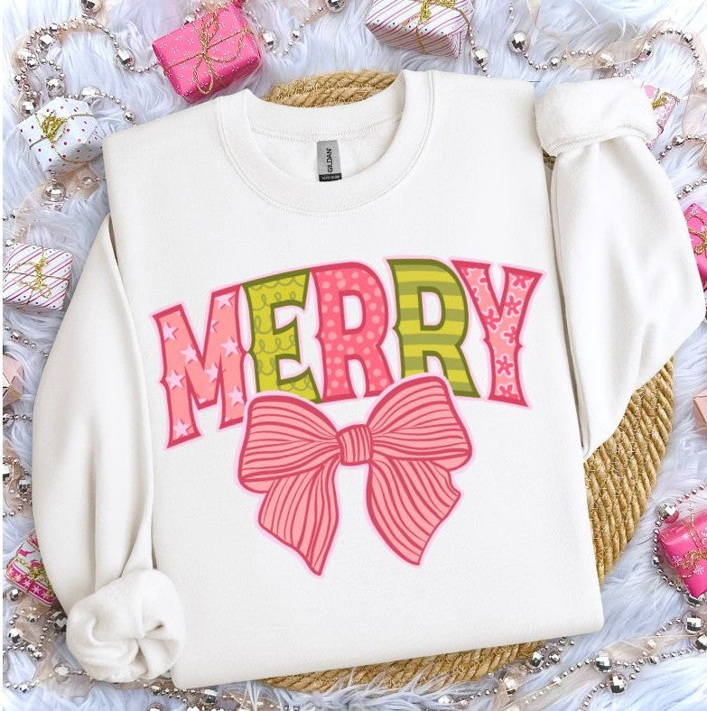 Merry and Bright (Pink Coquette Bow) - DTF