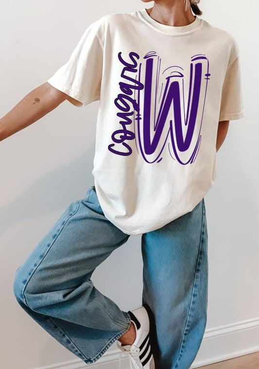 Cougars - W/Purple (Spaced Out School Spirit) - DTF