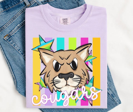 Cougars (Colorful Stripes Mascot) - DTF