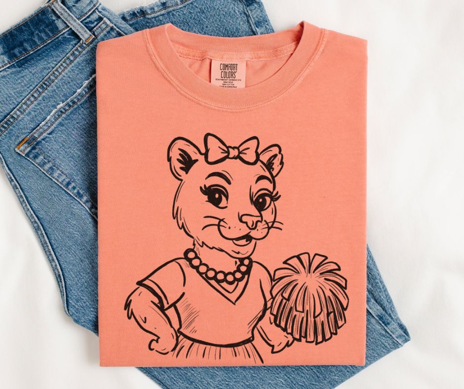 Cougar (Cheer Vintage Sketch Mascot) - DTF