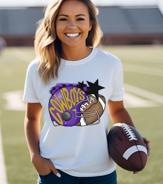 Cowboys - Purple/Vegas Gold (Football Helmet Mascots) - DTF