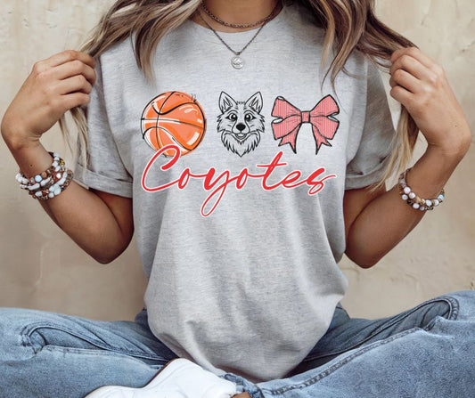 Coyotes - Red Basketball (Coquette School Spirit Mascot) - DTF