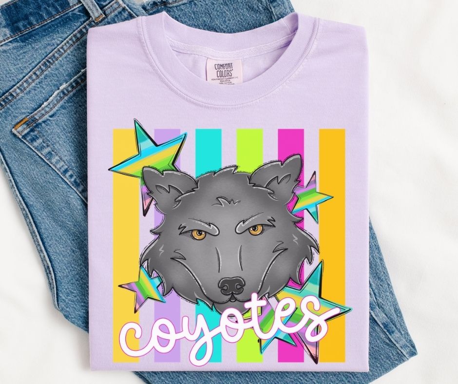 Coyotes (Colorful Stripes Mascot) - DTF